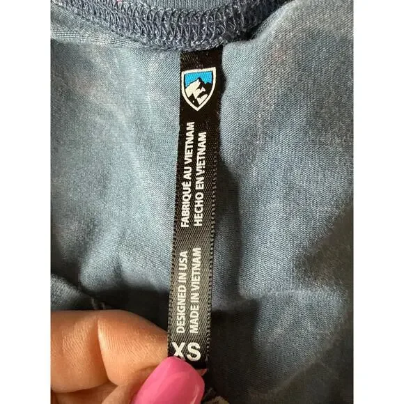 Kuhl Dusty Blue Botanical V Neck Cotton Blend T Shirt Women’s XS - Picture 6 of 7